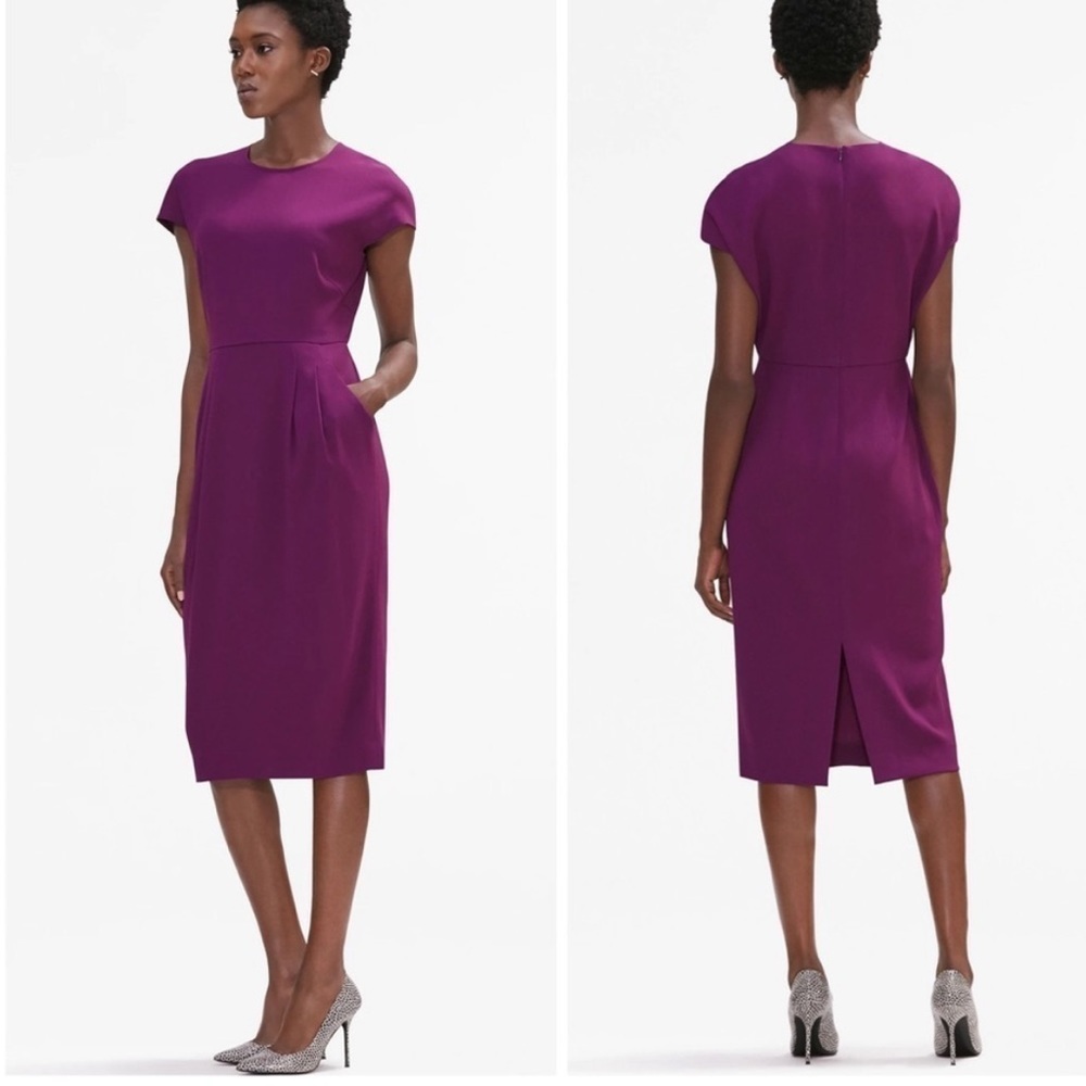 MM LaFleur NWT Masha Dress Women's Petite 0 Deep Plum Workwear Office Tailored M